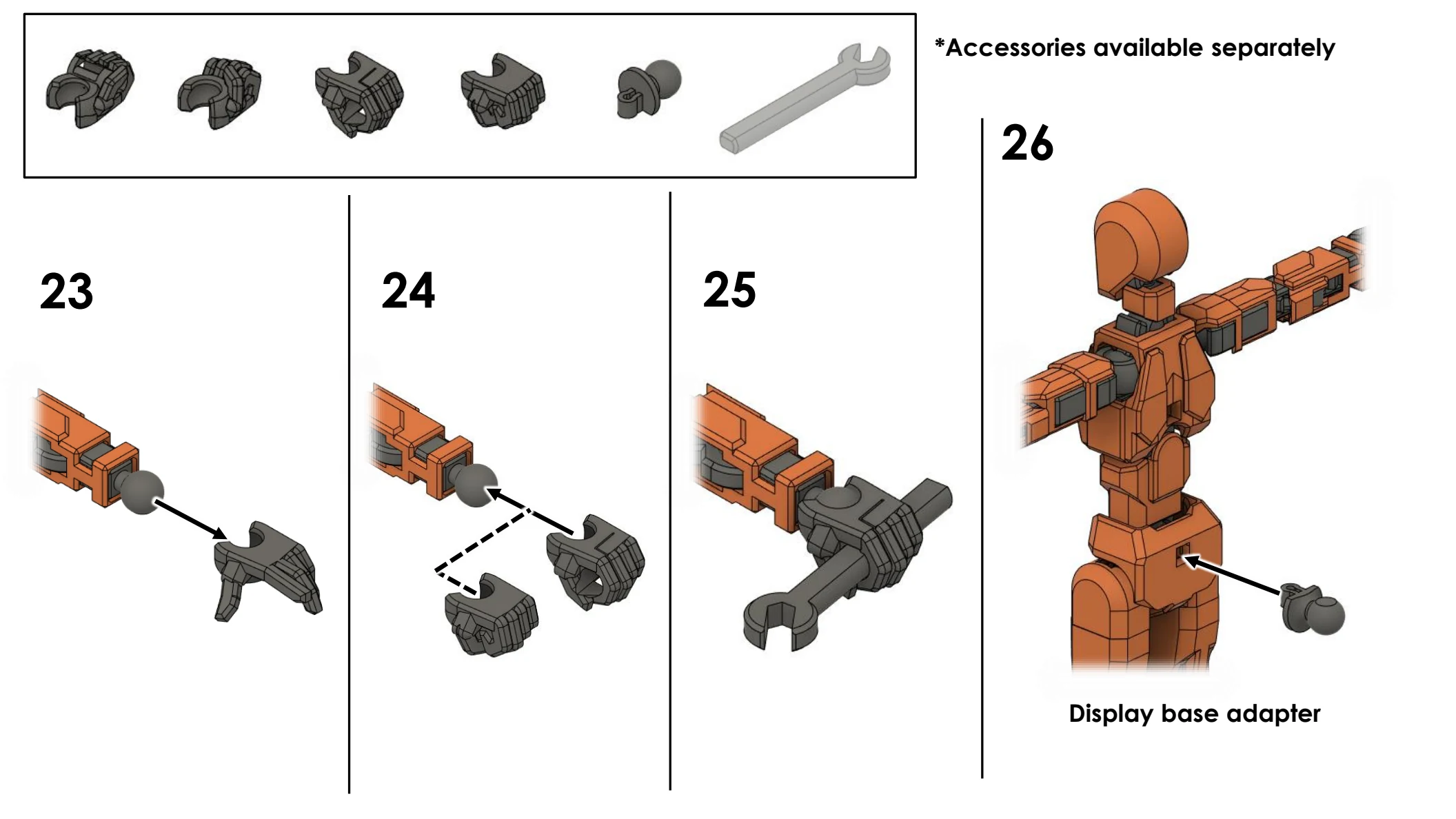 Dummy 13 illustrated hands, accessories, and final assembly steps 23 through 26